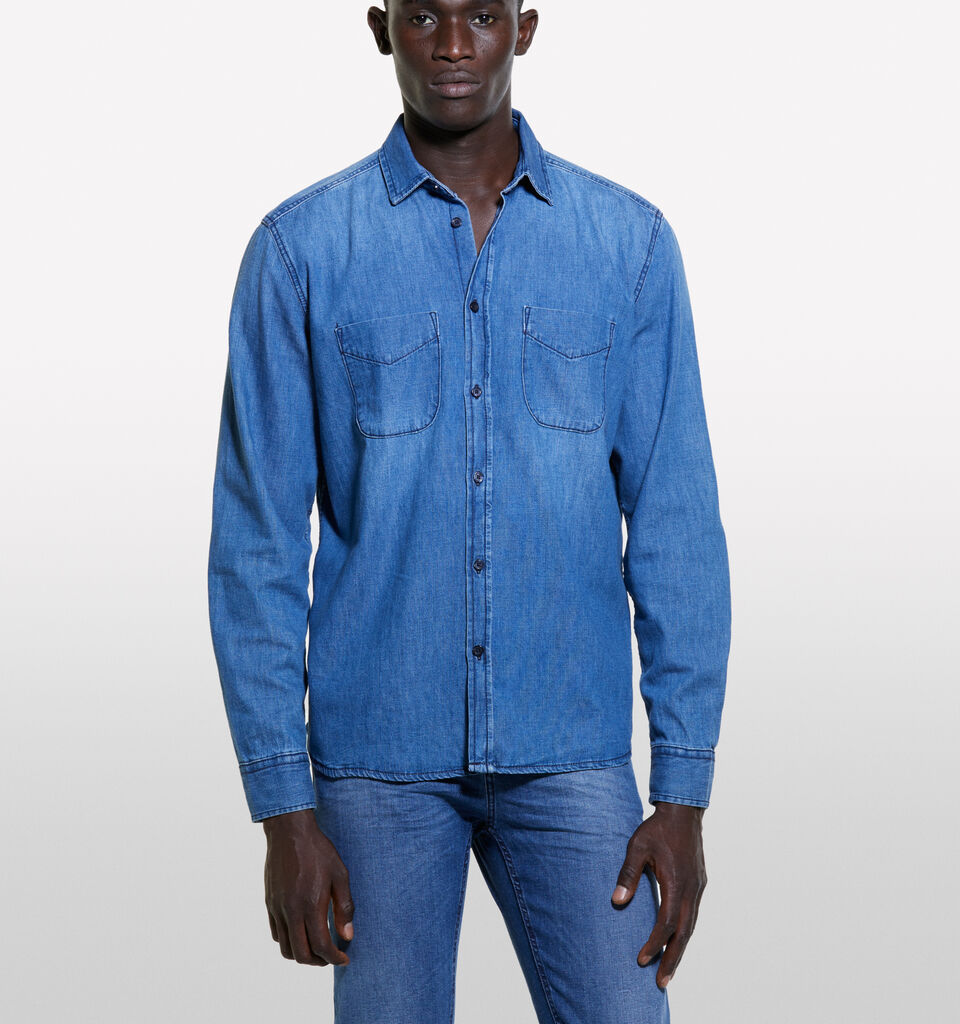 Camicia di jeans blu regular fit - camicie regular da uomo - Blu | Sisley image number 4